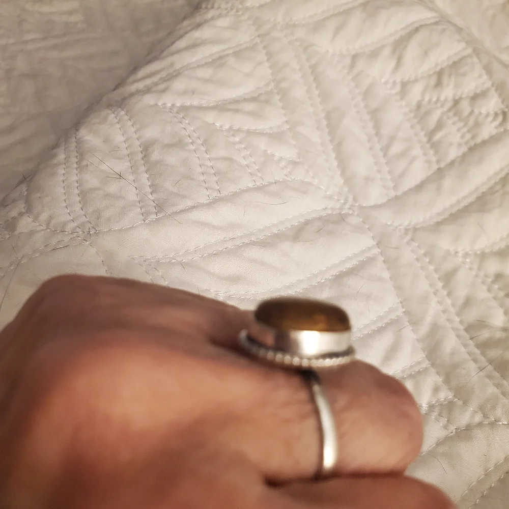 Sterling silver brown stone ring